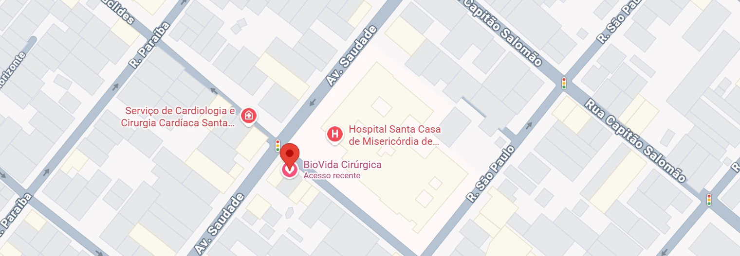 Mapa indicando a localização da BioVida Cirúrgica