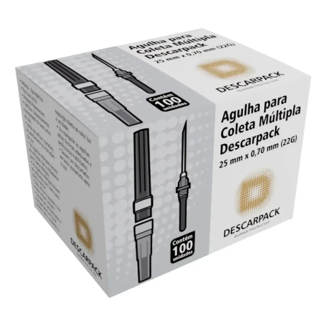 Agulha para Coleta Múltipla Descarpack 22G 0,70 x 25 mm Caixa com 100 Unidades, imagem 3