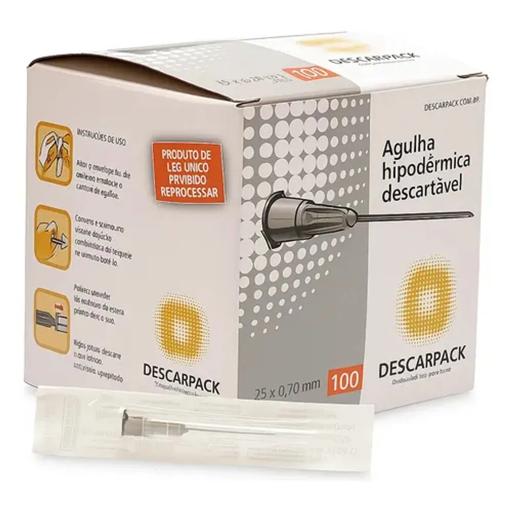 Agulha Hipodérmica BD 22G 0,70 x 25 mm Caixa com 100 Unidades, imagem 2