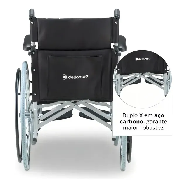 Cadeira de Rodas D100 Dobrável até 110 kg Dellamed, imagem 2