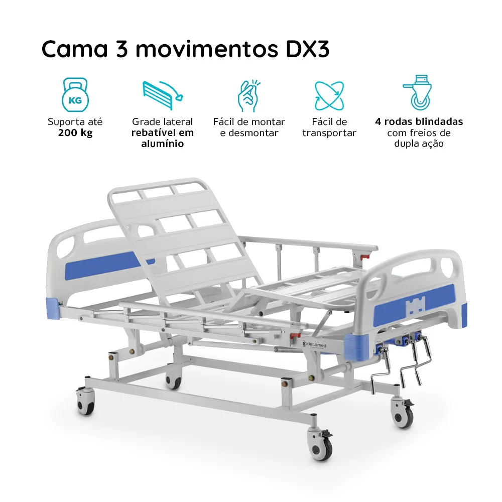 Cama Hospitalar DX3 Dellamed com 3 movimentos