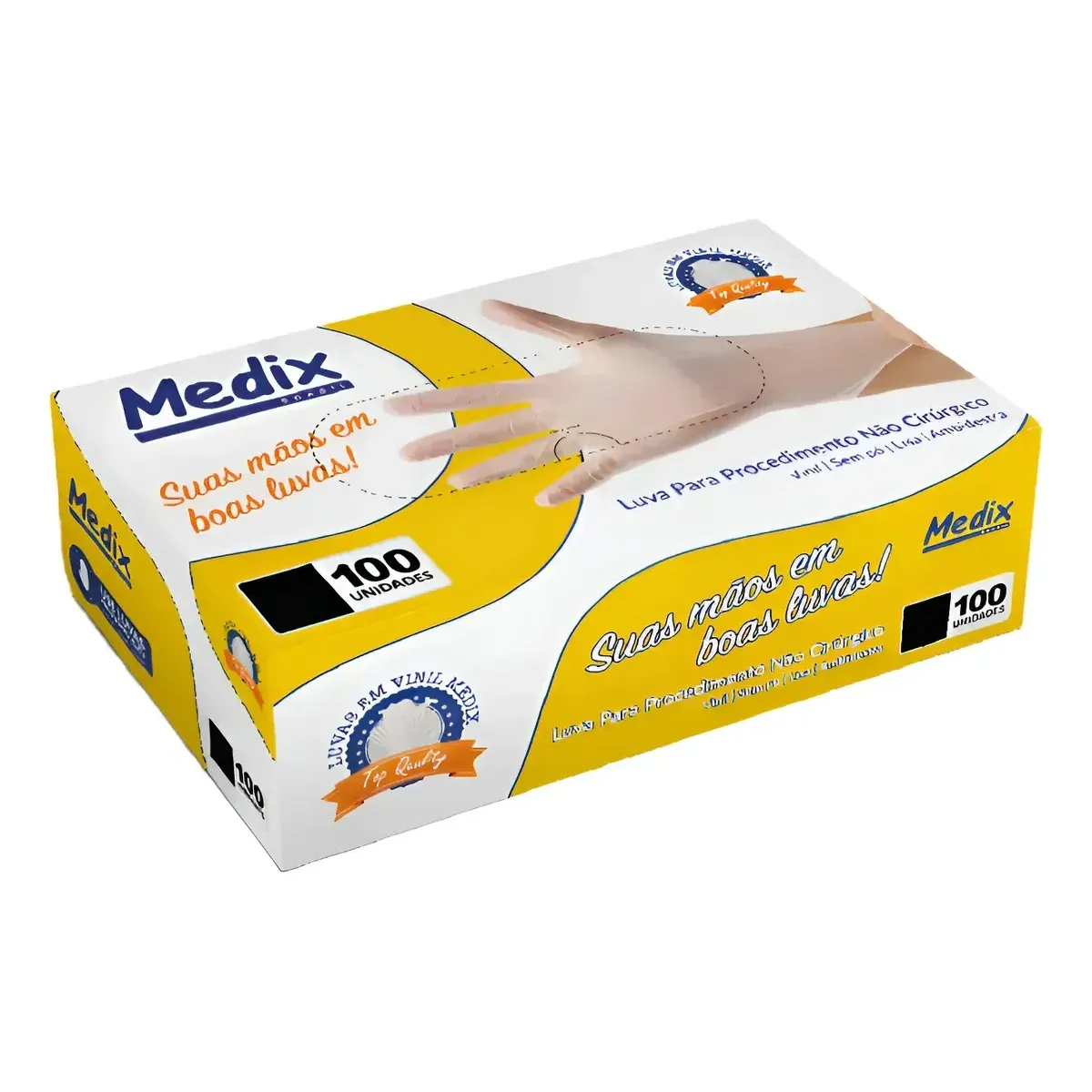 Luva de Vinil sem Pó Medix Caixa com 100 Unidades